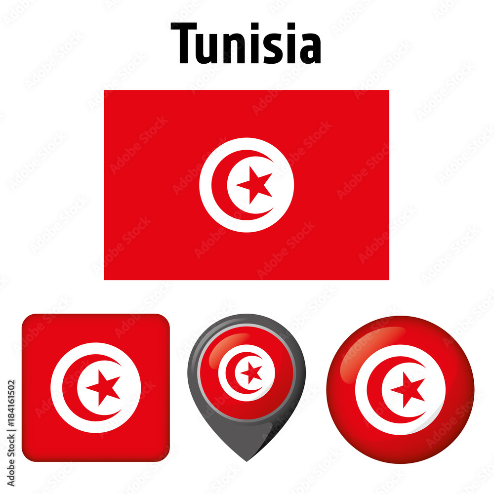 Illustration flag of Tunisia, and several icons. Ideal for catalogs of institutional materials and geography Illustration flag of Tunisia, and several icons. Ideal for catalogs of institutional materials and geography