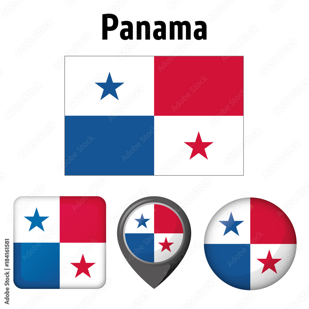 Illustration Flag of Panama, and various icons. Ideal for catalogs of institutional materials and geography Illustration Flag of Panama, and various icons. Ideal for catalogs of institutional materials and geography