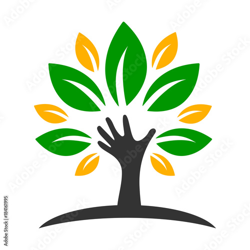 Tree with leaf logo – stock vector