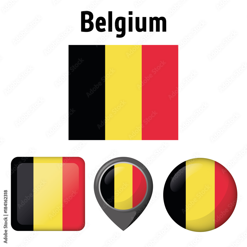Fototapeta premium Illustration flag of Belgium, and several icons. Ideal for catalogs of institutional materials and geography
