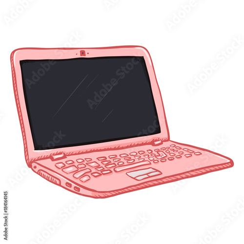 Vector Single Pink Cartoon Laptop PC