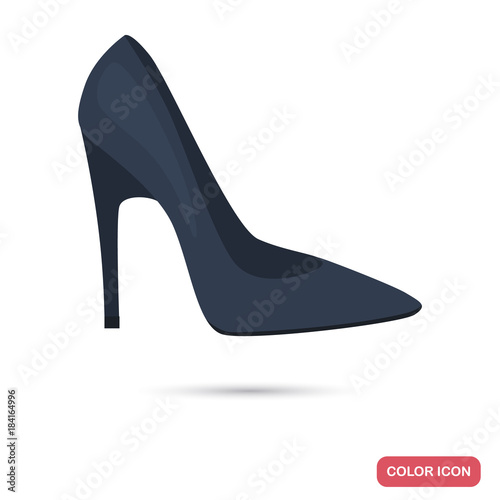 Women heel shoe color flat icon for web and mobile design