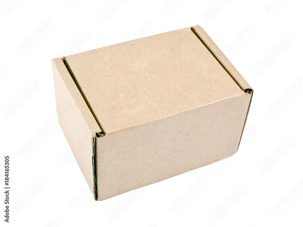 Closed cardboard box for packaging on a white background. Closed cardboard box for packaging on a white background.