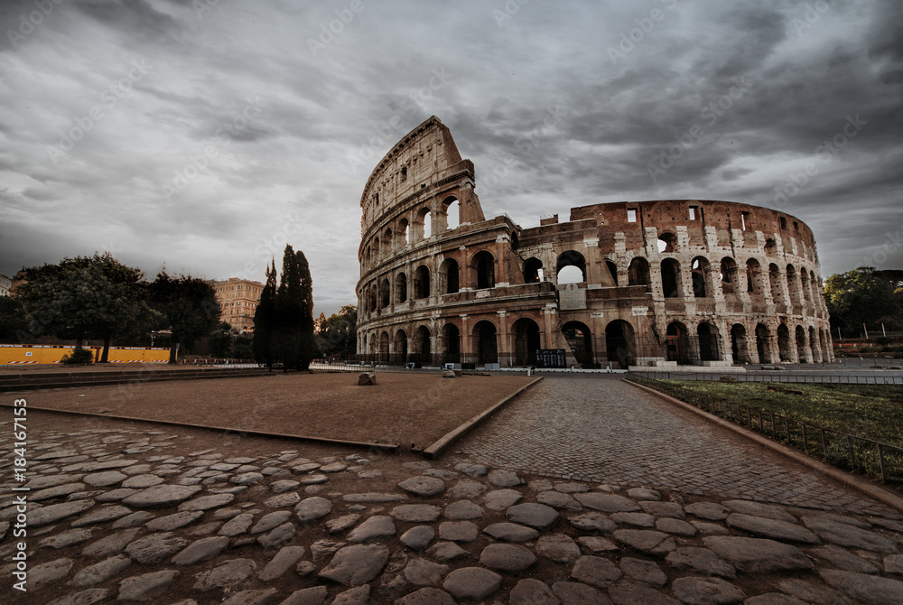 Beautiful colosseum in Rome. Landmark photography about italian monuments