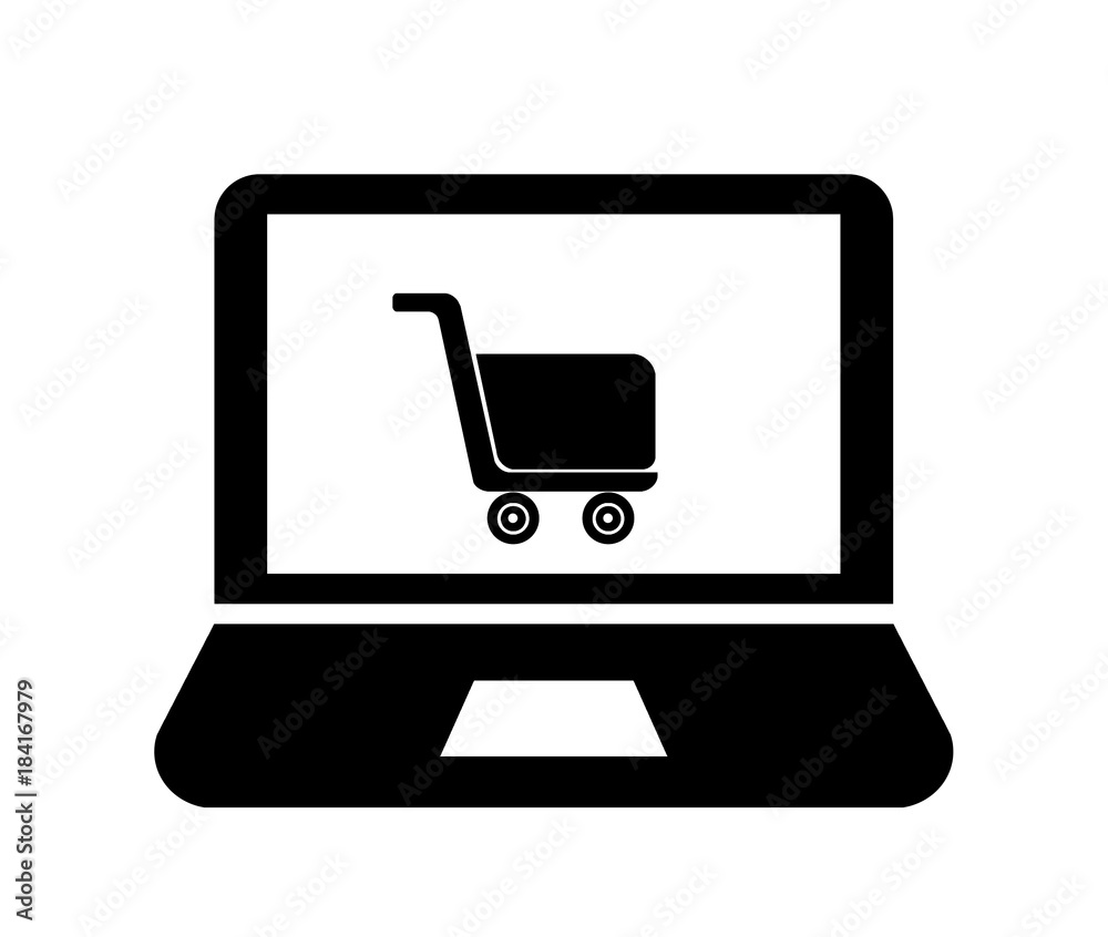 Caddie dans un écran d'ordinateur, achat en ligne