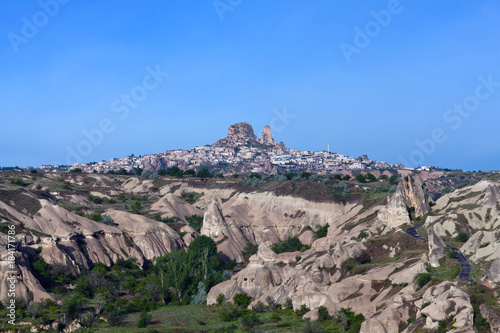 Panorama of Uchisar castle in Cappadocia, Central Anatolia, Turkey