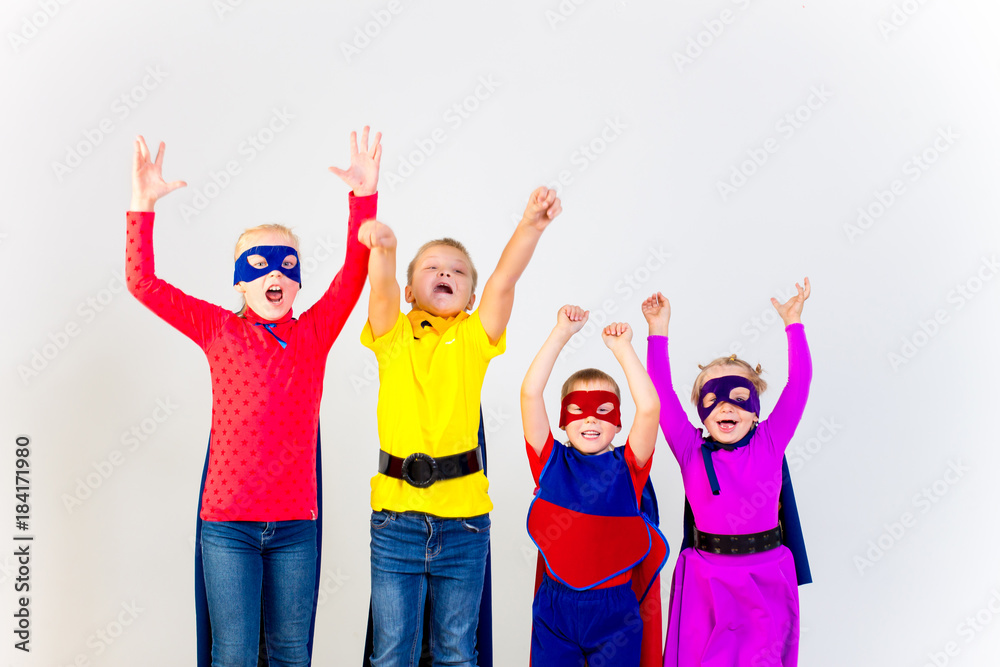 Fototapeta premium Superheroes kids friends
