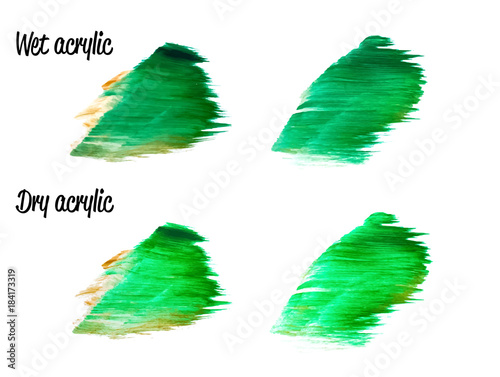 Vector gold and green paint smear stroke set. Abstract red gold glittering textured art illustration. Wet and Dry Acrylic Texture Paint Illustration. Hand drawn brush strokes vector design elements.