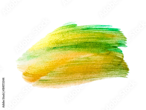 Vector gold and green paint smear stain stroke. Abstract green and gold glittering textured art illustration. Acrylic Texture Paint Illustration. Hand drawn brush strokes vector design elements.