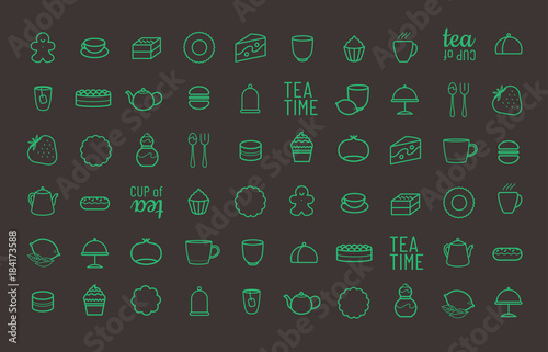 Motif pour décor de salon de thé, pâtisserie, spécialiste du dessert, du thé et du café