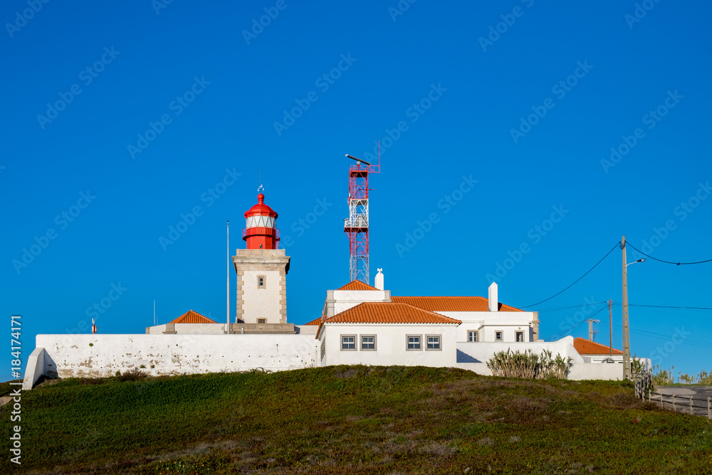 Lighthouse at Cabo da Roca (Cape Roca) - cape which forms the westernmost extent of mainland Portugal