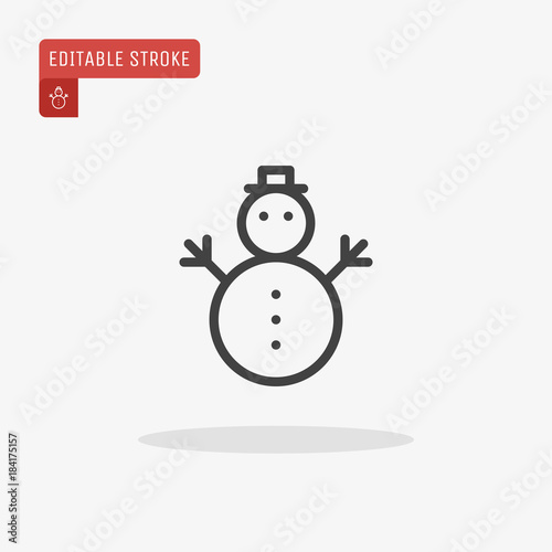 Outline Christmas snowman icon isolated on grey background. Symbol of Happy New Year, Xmas holiday celebration, winter. Editable stroke.