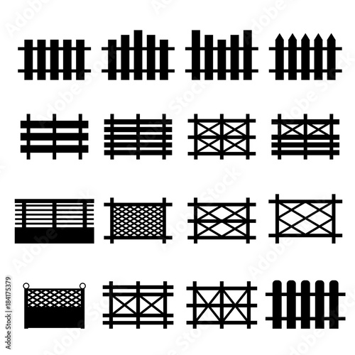 Obraz na płótnie vector of wooden fences icon set isolated on white background w salonie