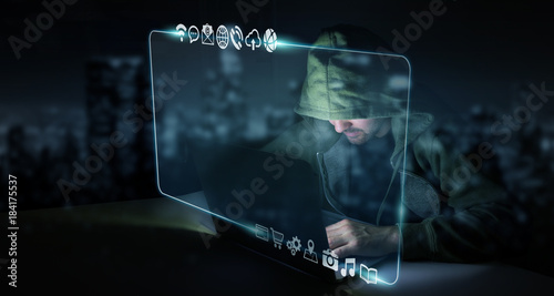Hacker accessing to personal data information with a computer 3D rendering