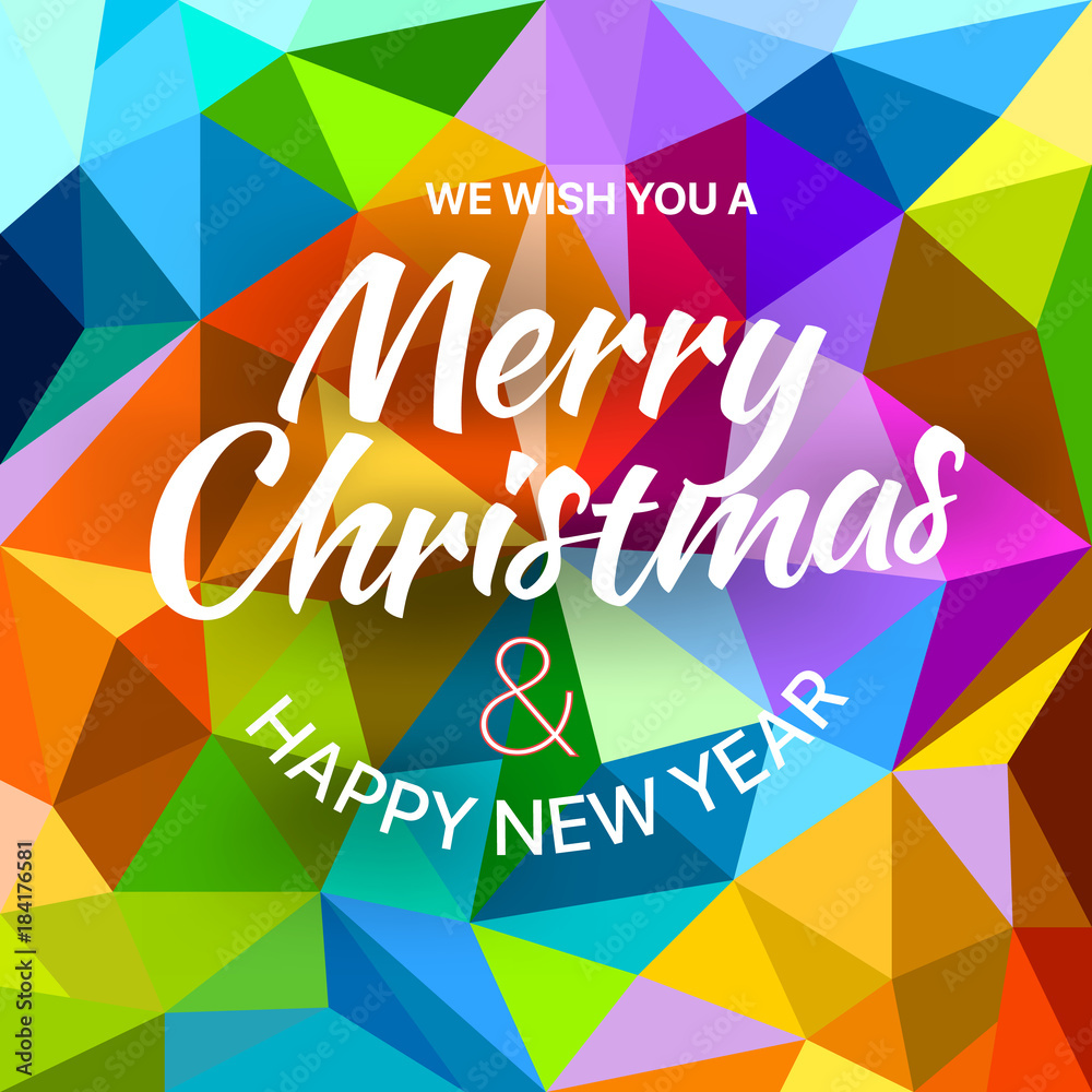 Obraz premium We wish you a Merry Christmas and Happy New Year. Greeting card layout