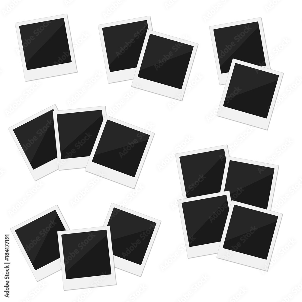 6 groups of blank retro frames on a white background. 6 groups of blank retro frames on a white background.