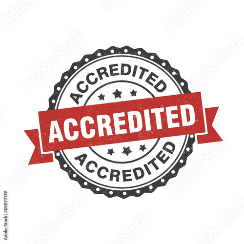 ribbon red accredited tag label rubber vector stamp