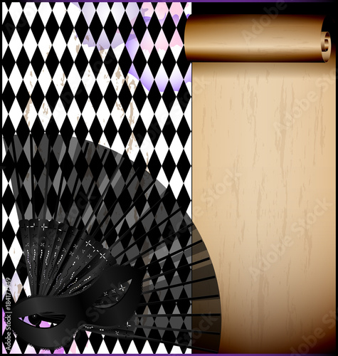 purple white with mask and fan