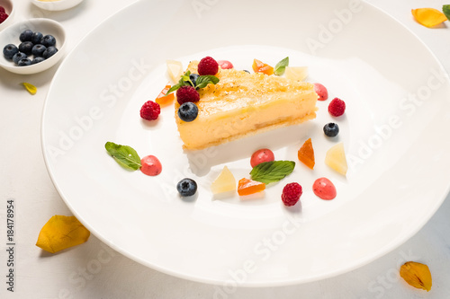 sweet delicious cheesecake recipe concept. food photography. confectionery art