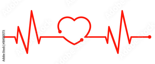 One line red pulse - vector for stock photo