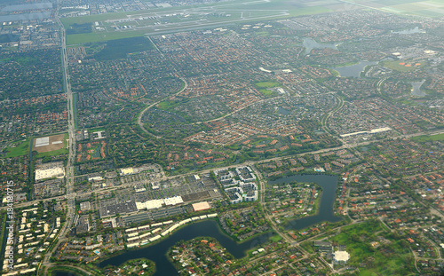 Beautiful aerial view of Miami, Florida, USA. High up view Miami. Nice background. 