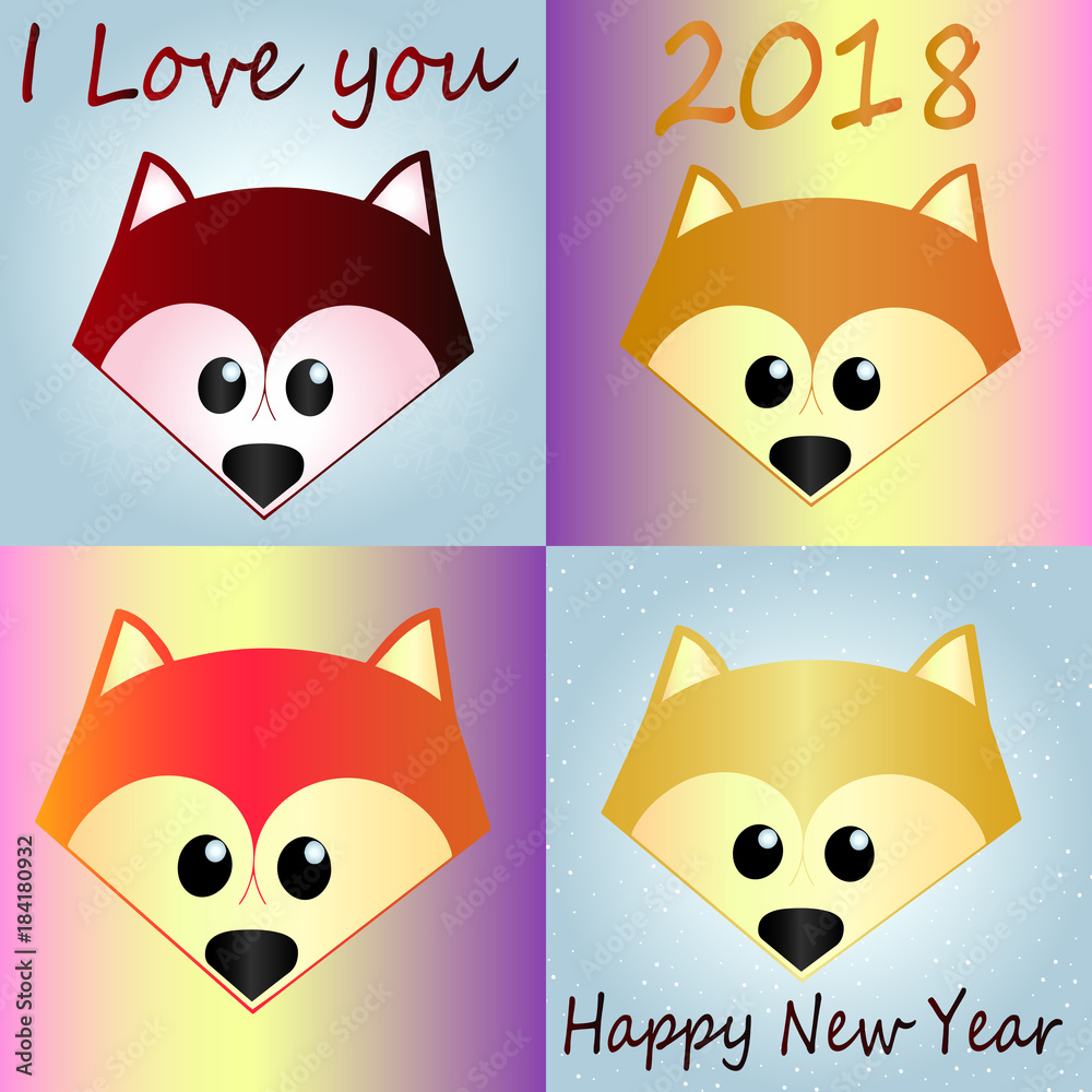A cute cartoon collection of funny foxes is an idea for a Christmas card or  a romantic greeting card for Valentine's Day. Beautiful gradient animal  sketch, close-up Stock Vector | Adobe Stock