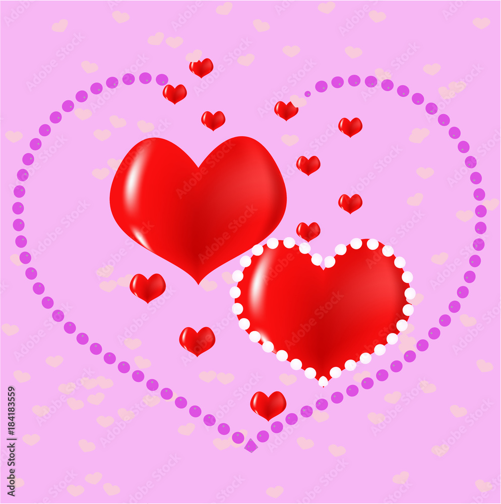 red hearts love postcard