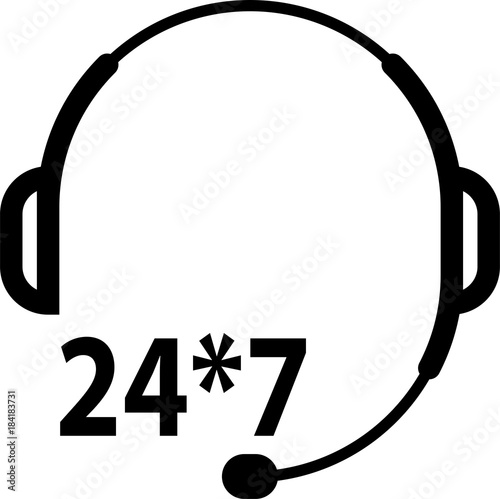 Phone Support Icon, Responsive 24/7, Twenty Four Hours A Day Throughout The Year