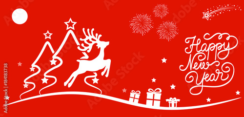 Beautiful christmas tree with falling star - vector