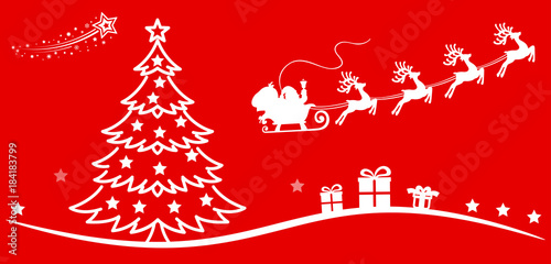 Santa Claus flyin on Christmas sleigh on white wave – stock vector