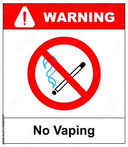 No vaping sign. Do not smoke electronic cigarette symbol. Vector illustration isolated on white. Warning forbidden red icon for public places, ready to use
