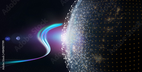 Vászonkép background with blue sign of light in cosmic space