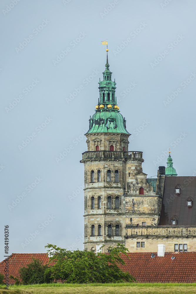 Fototapeta premium External view of Kronborg castle (1690) in Helsingor, Denmark. Kronborg is one of the most important Renaissance castles in Northern Europe, known worldwide from Shakespeare's Hamlet.