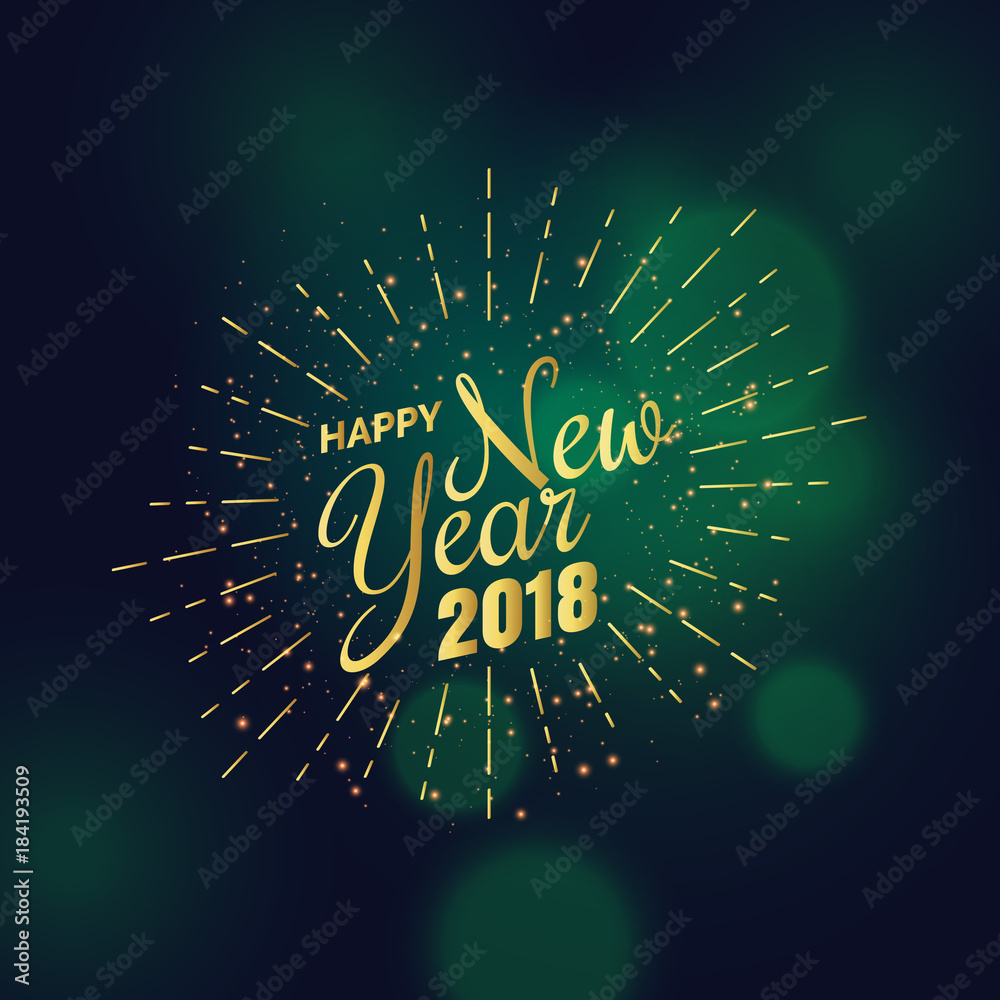 Plakat golden 2018 new year greeting background design