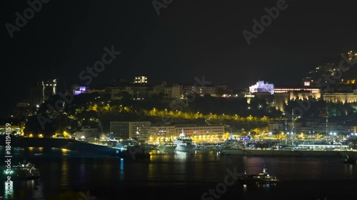 Cityscape of Monte Carlo at night timelapse, Monaco. photo