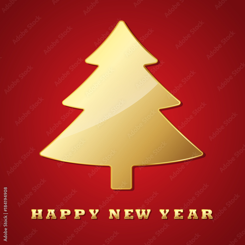 Fototapeta premium Golden Christmas tree. Vector illustration.