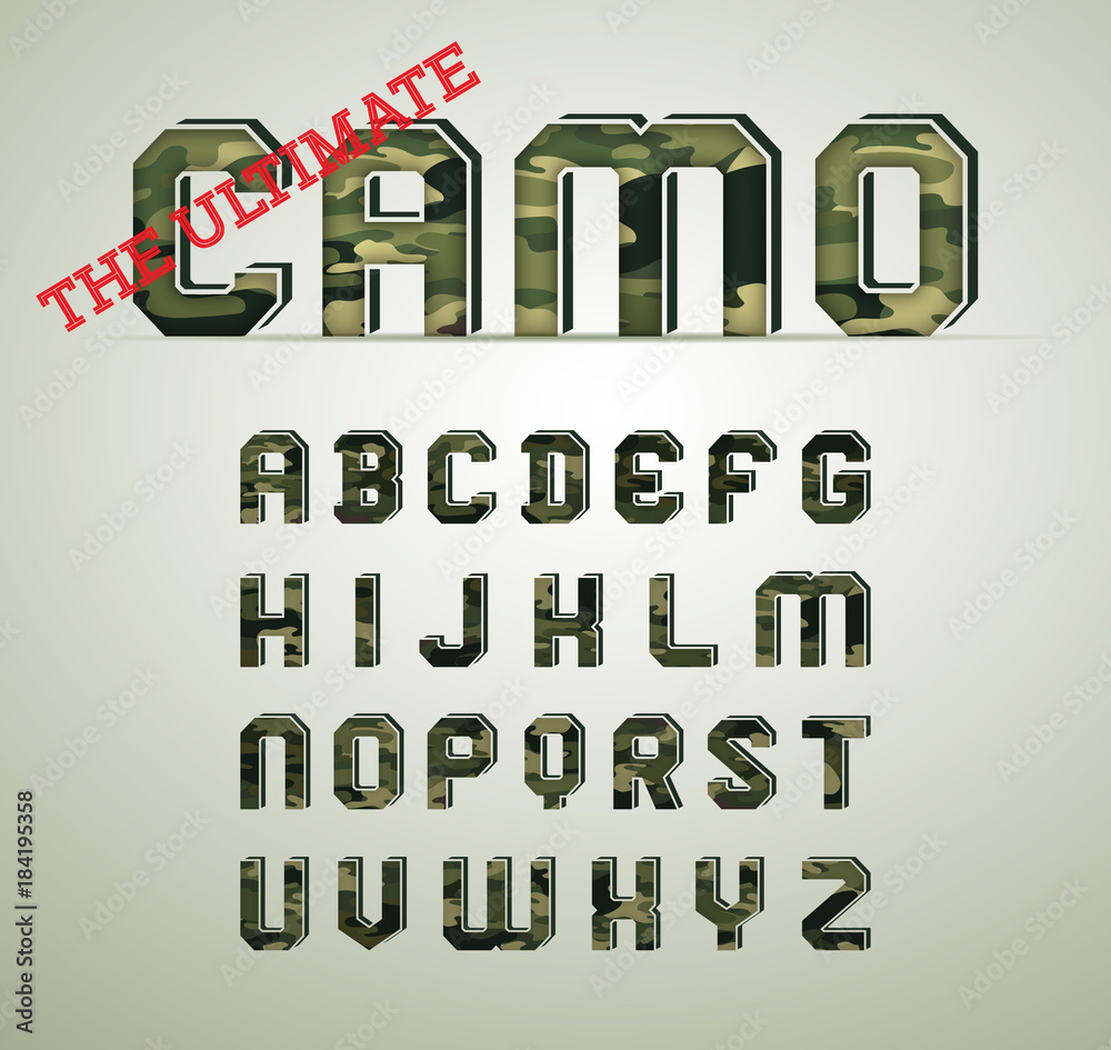 CAMO Character Set, detailed vector font
