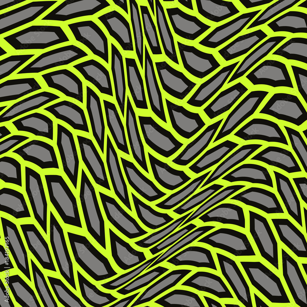 Abstract pattern of distorted shapes. The geometric movement of waves.