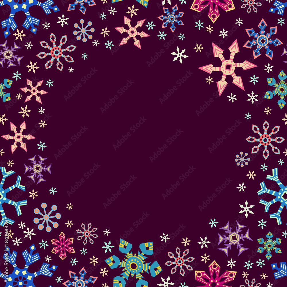 snowflake decorative background frame. vector illustration.