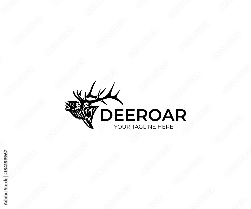 Fototapeta premium Szablon Logo jelenia. Projekt wektor zwierzę. Ilustracja dzikiej przyrody
