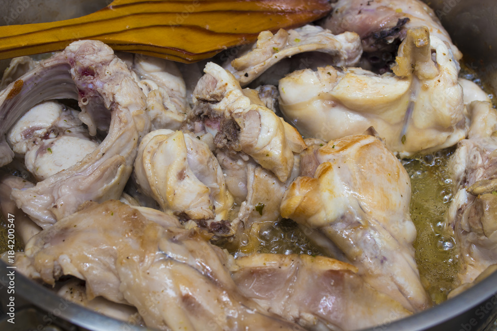 stew of rabbit in the casserole cooking stew of rabbit in the casserole cooking