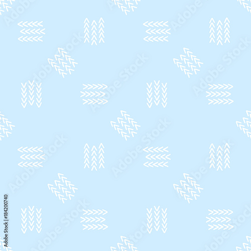 Blue and White Seamless Ethnic Pattern. Vintage, Grunge, Abstract Tribal Background 