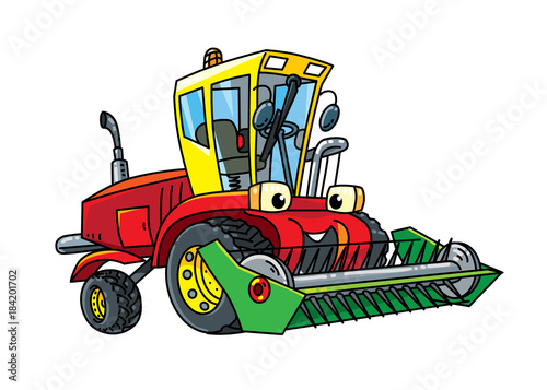 Combine or lawn mower with eyes