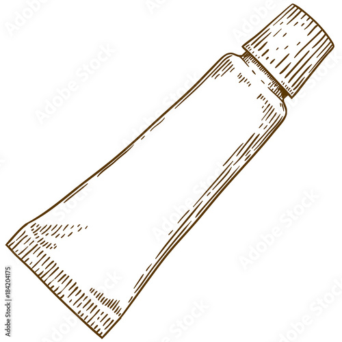 engraving illustration of toothpaste tube