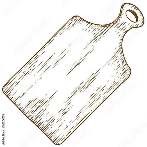 engraving illustration of cutting board