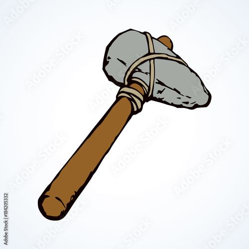 Prehistoric hammer. Vector drawing