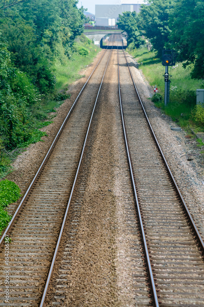 Fototapeta premium Straight, empty railway track