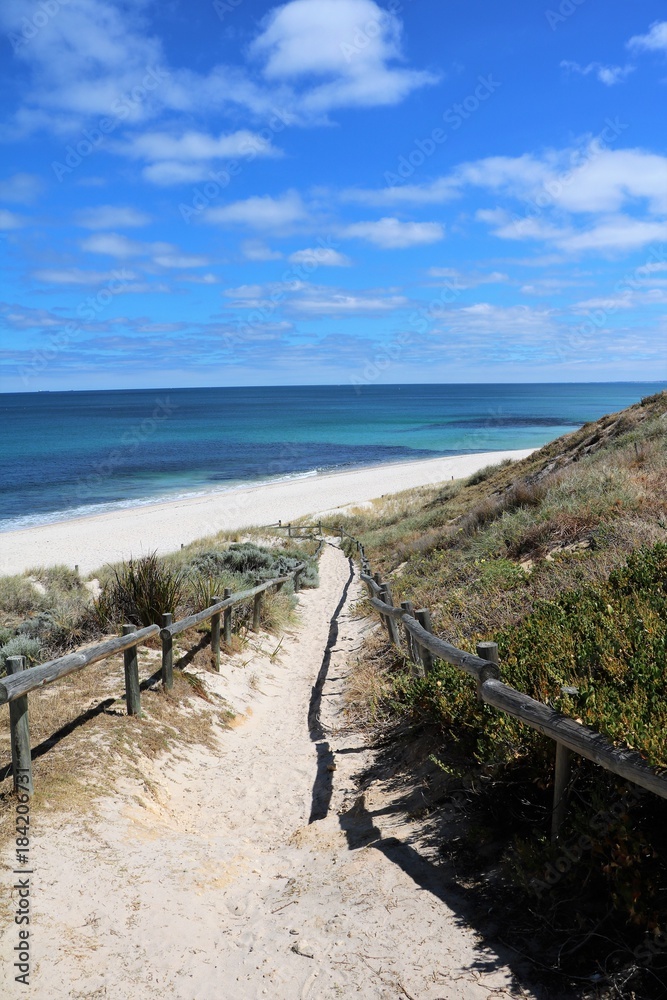 Way to Cottesloe Beach at Indian Ocean, Perth Western Australia 
