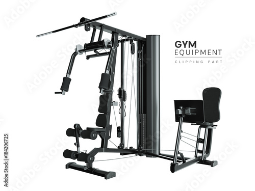 GYM equipment. 3D rendering and illustration.