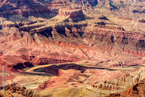 Colorful Grand Canyon - Lipan Point overlook at sunrise with Colorado River photo